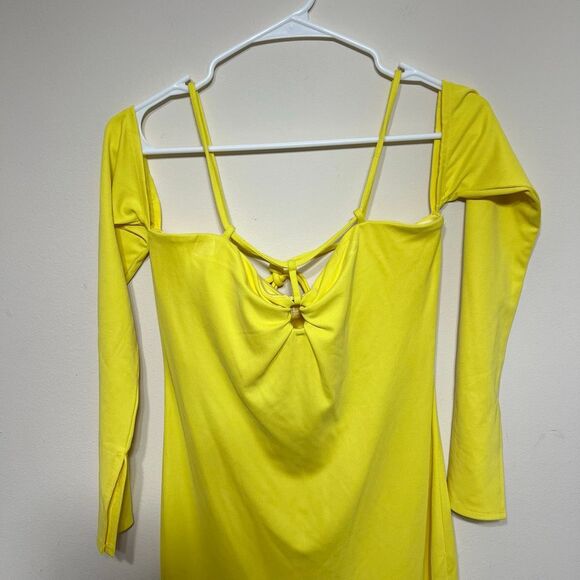 Not Yours To Keep Sunny Yellow Ribbed Midi Dress M Women - Picture 3 of 11
